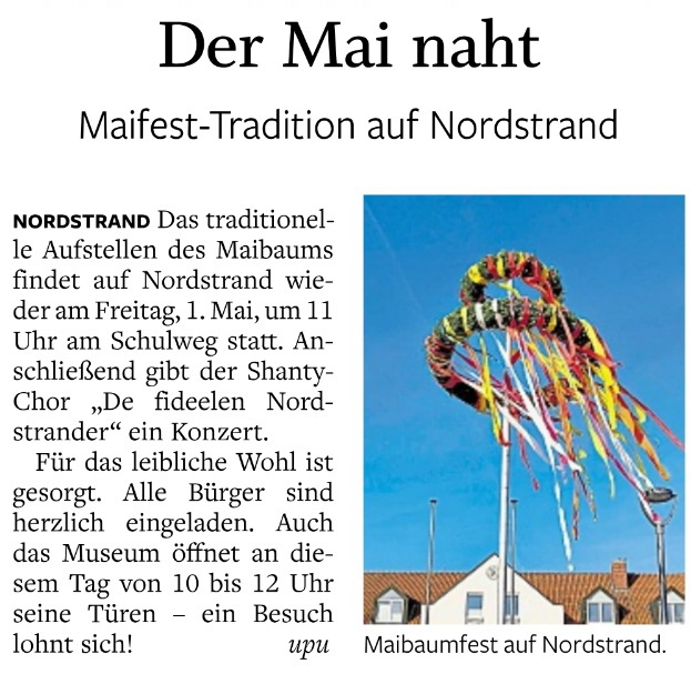 Maibaumaufstellung auf Nordstrand (2026)
